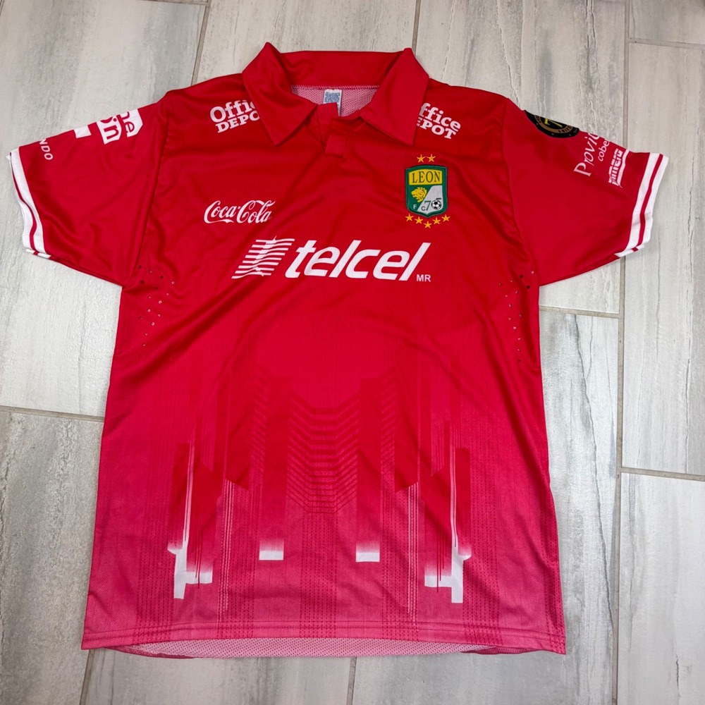 Club Leon FC 70th Anniversary Soccer Jersey Red Telcel‎ Liga MX Mens XL Pirma